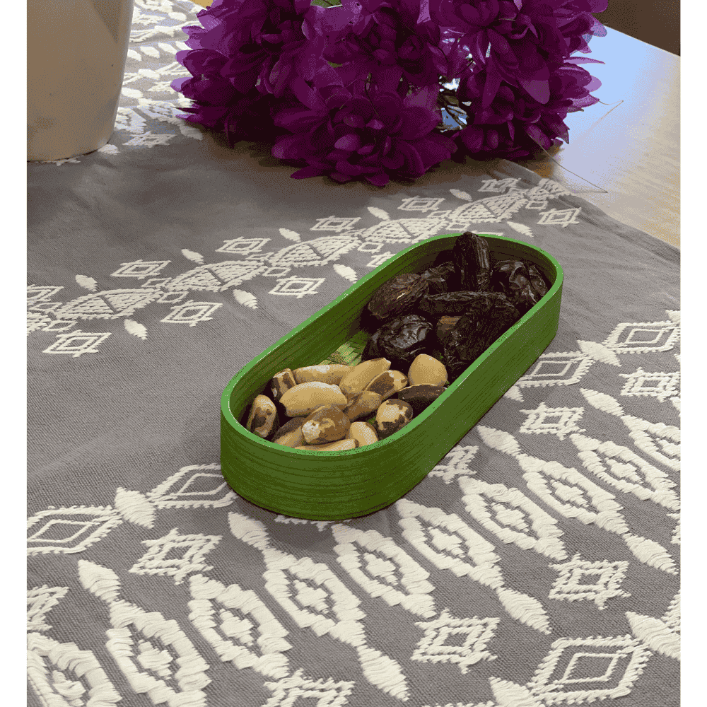 Green bamboo tray side view