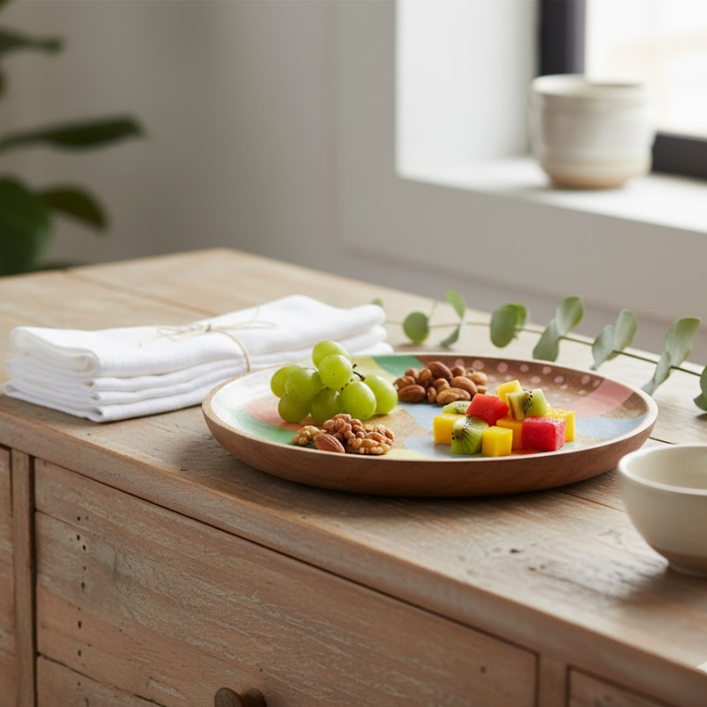 Abstract wood plate as serving dish