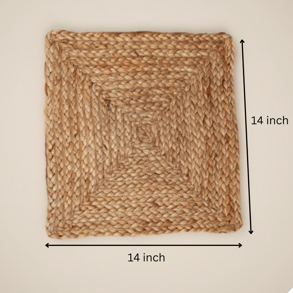 Braided jute placemats stack detail