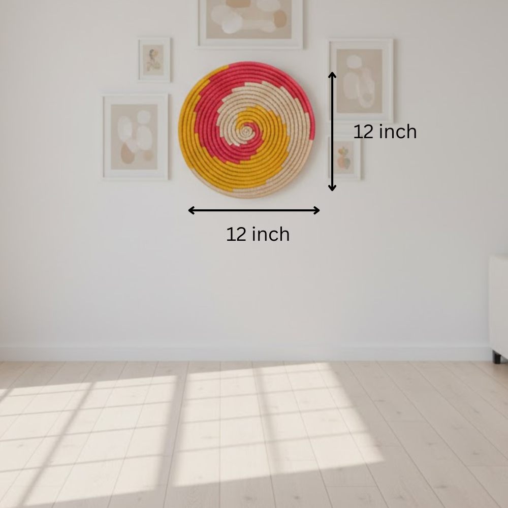 Spiral sabai grass wall plate front view of full piece