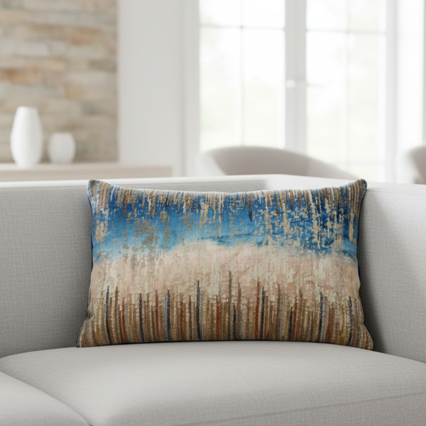 Ombre Velvet Lumbar Cushion | Embroidered Boho | Gleemium