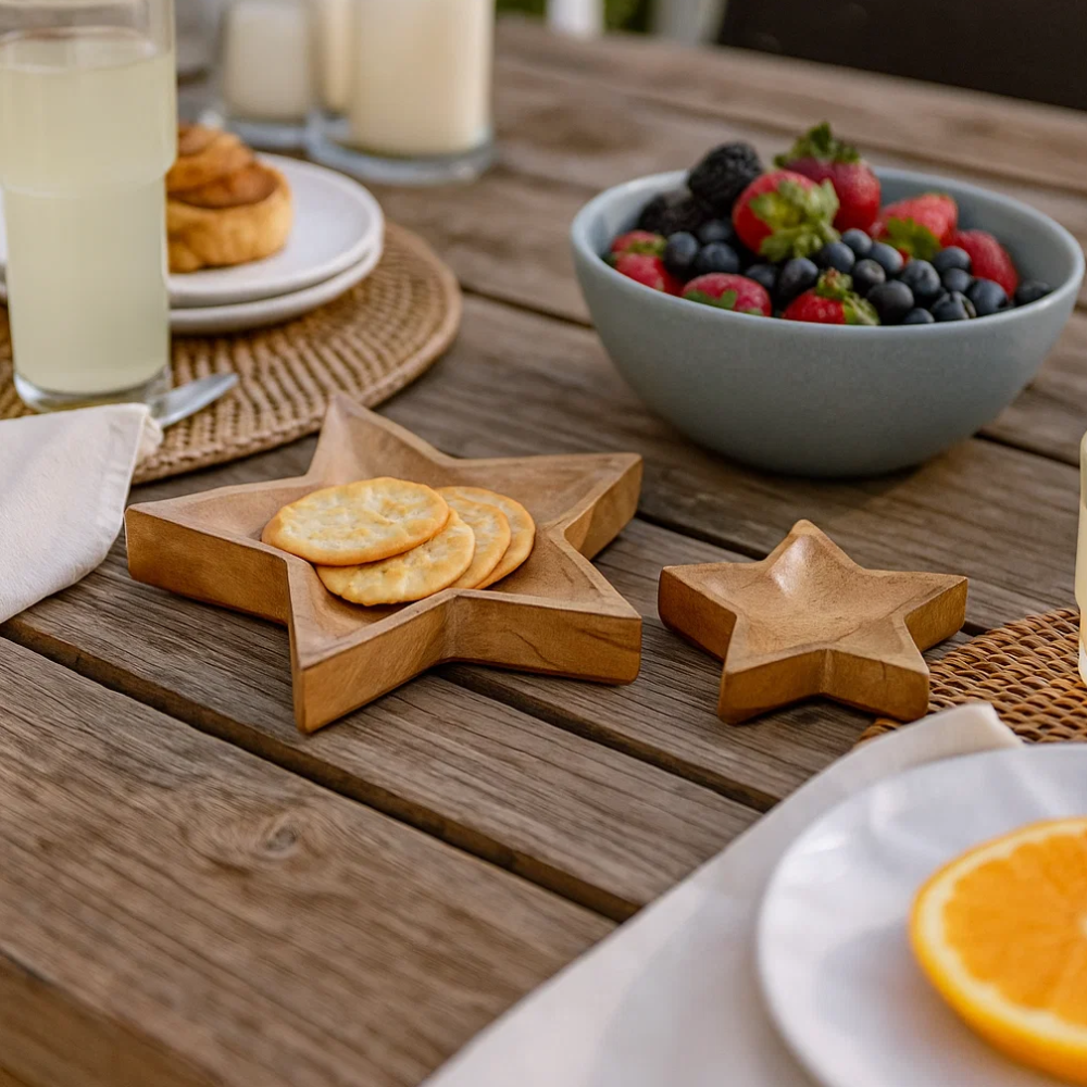 Star shaped trays styled with snacks