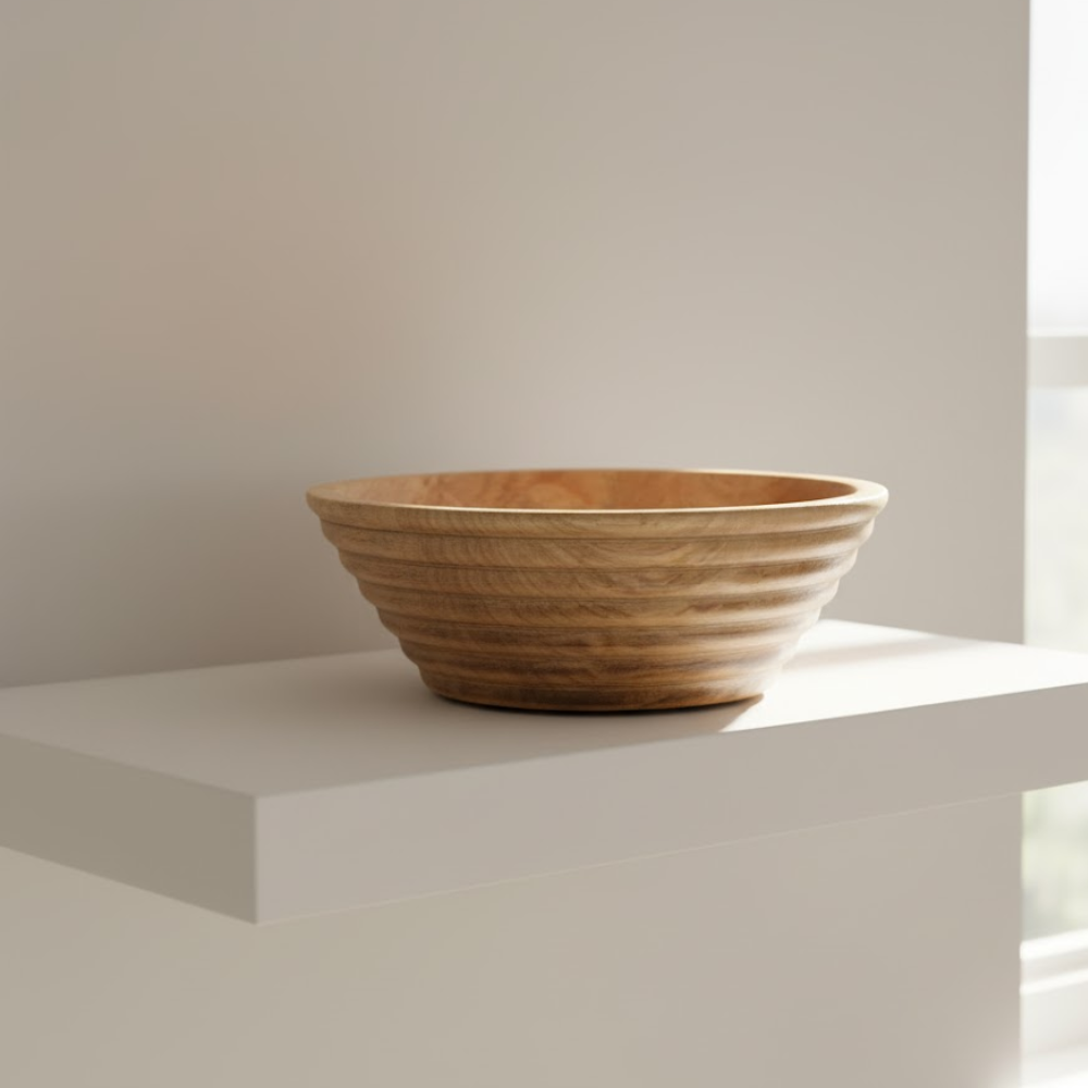 Burnt wood bowl top view