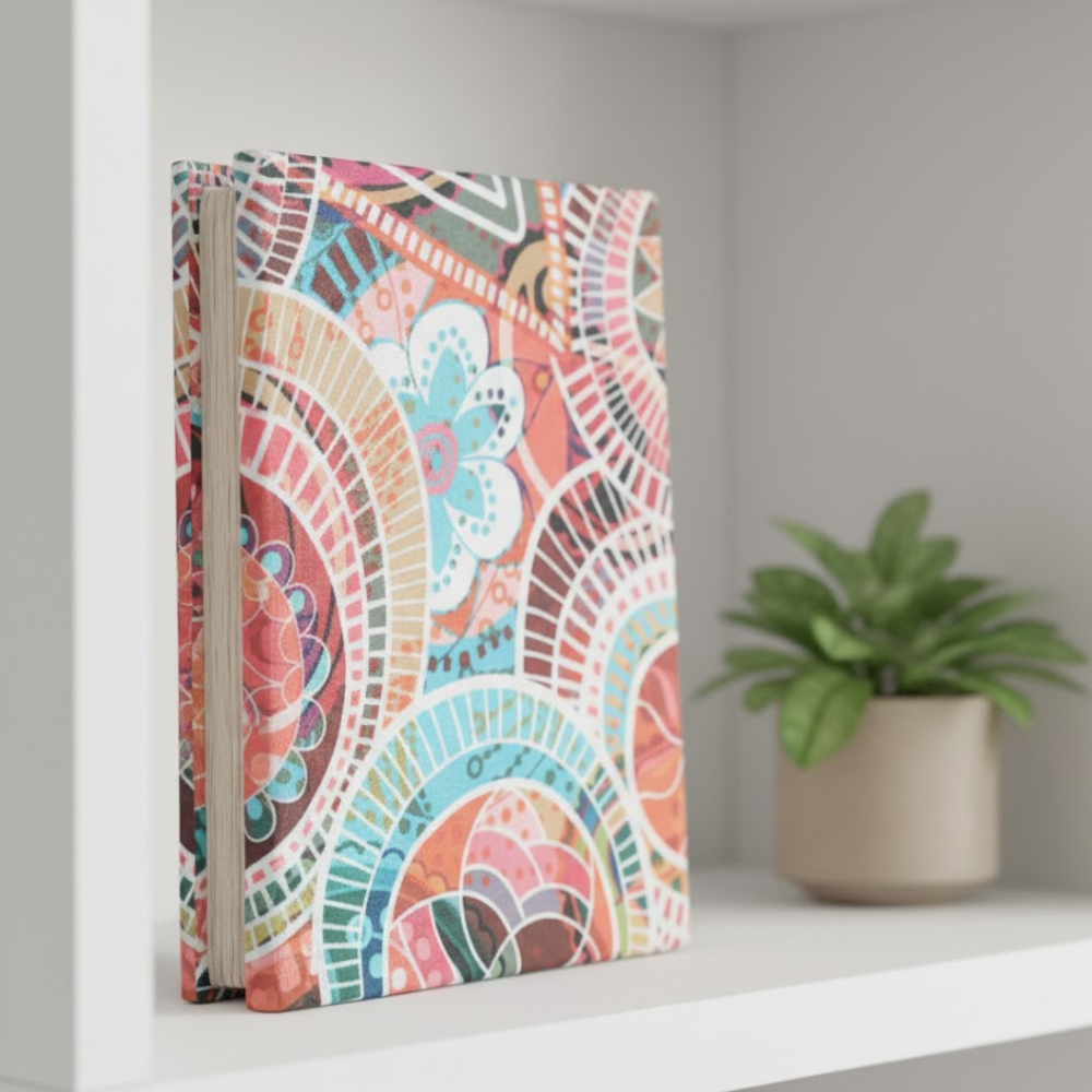 Fabric diary on desk