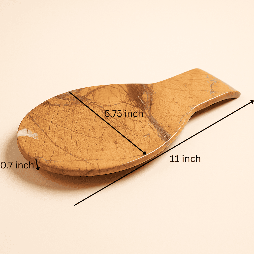 Ochre marble spoon rest side view