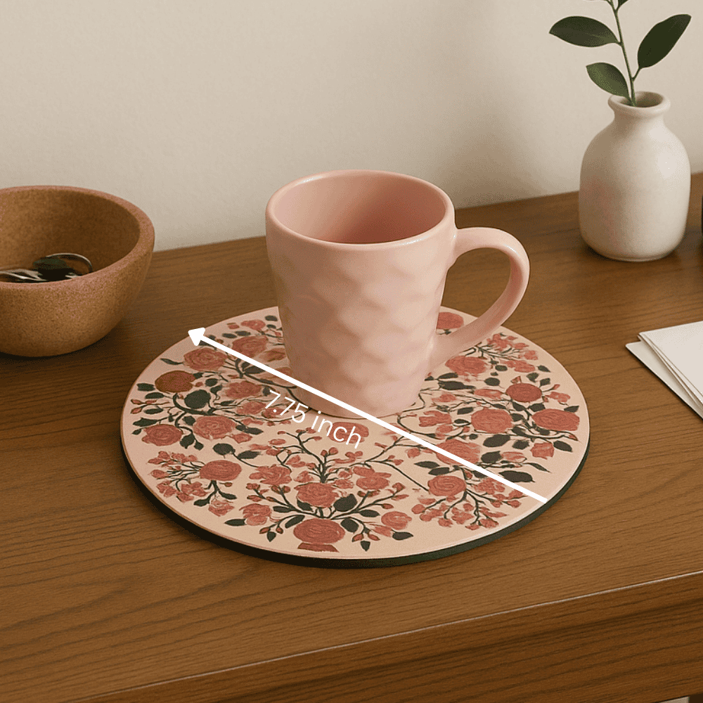 Botanical trivet cork base detail