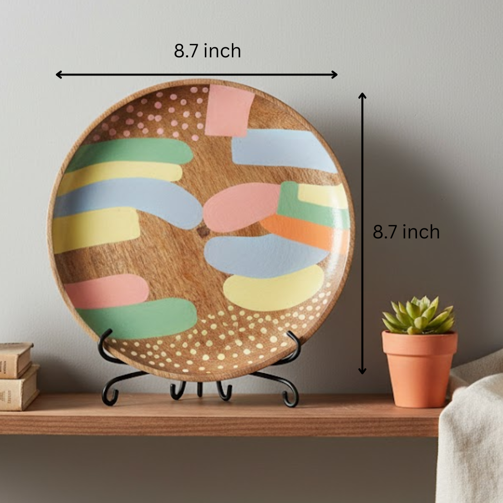 Abstract wood plate top-down view