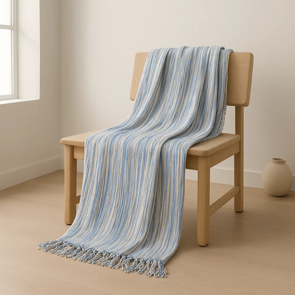 Abstract throw blanket draped over a chair