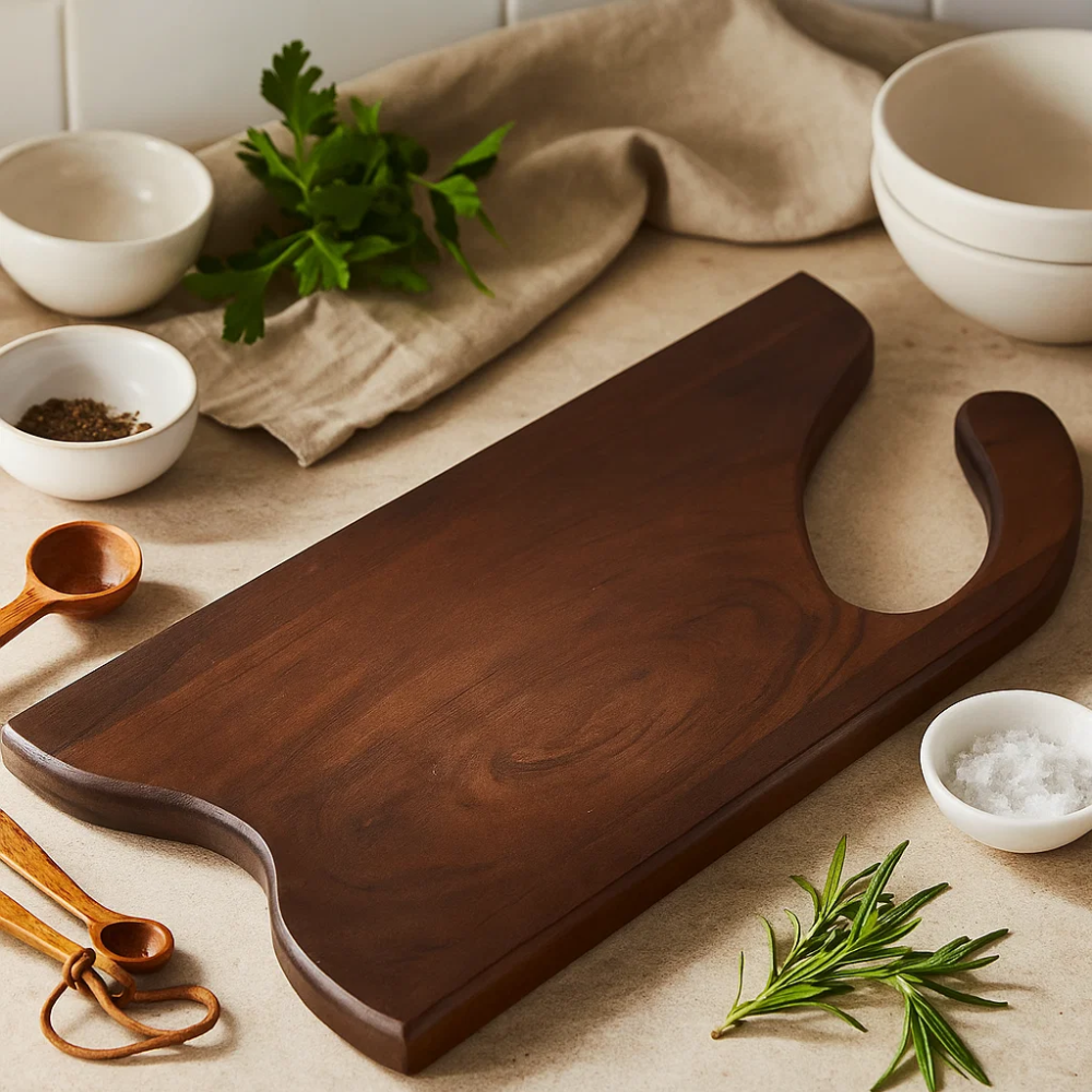 Acacia chopping board edge detail