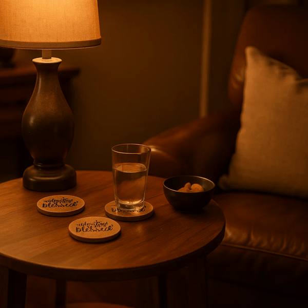 Mango Wood Coasters | Grateful Blessed Set of 4 Cup Coasters