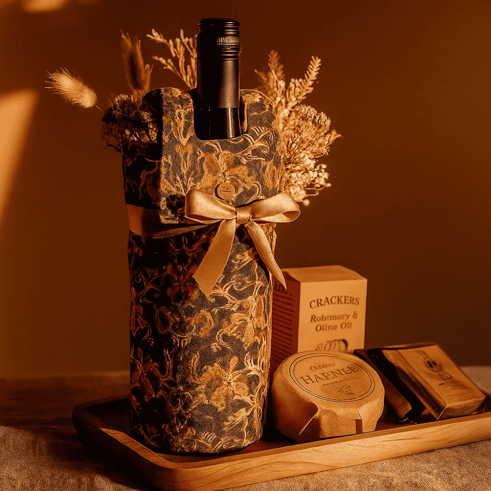 Floral jungle wine bag side view