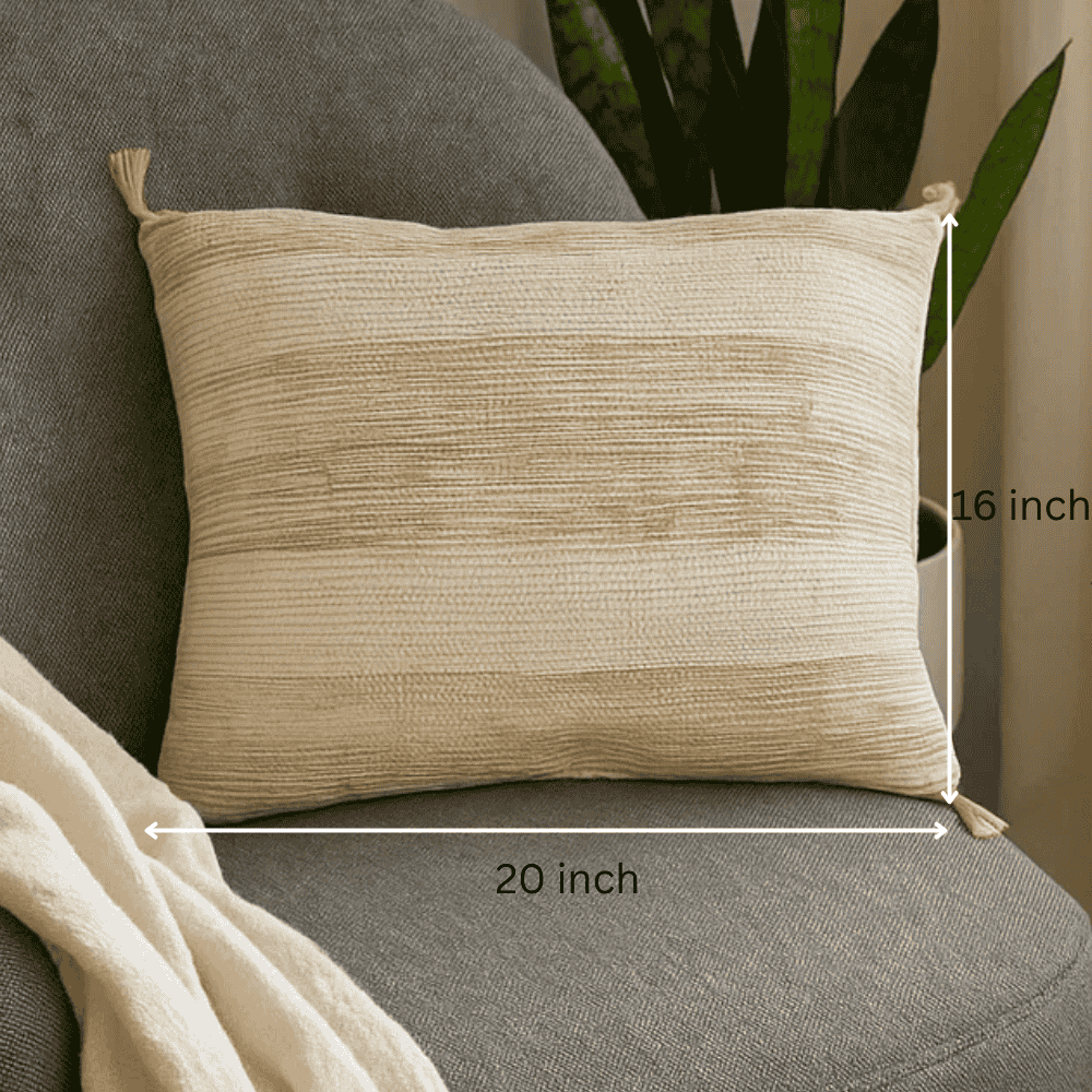 Yellow lumbar cushion cover at an angle