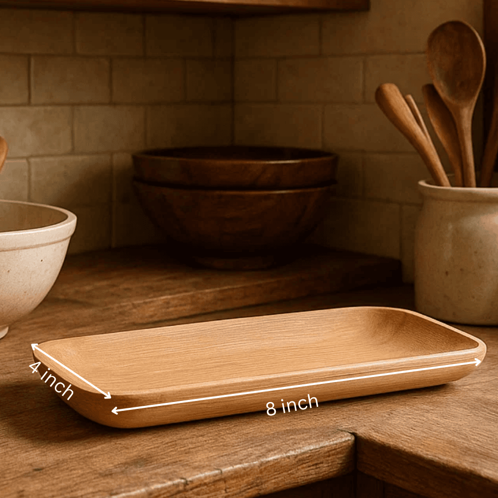Neem wood platter side view