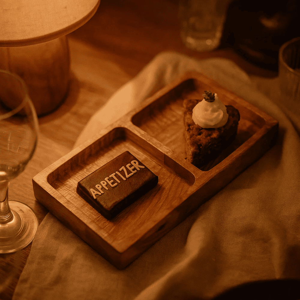 Raw mango wood tray side view