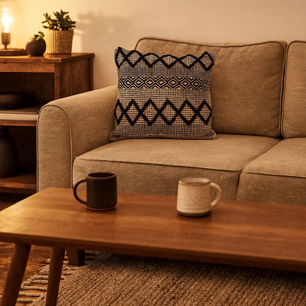 Mono Diamond Cushion | Soft Cotton Boho | Gleemium