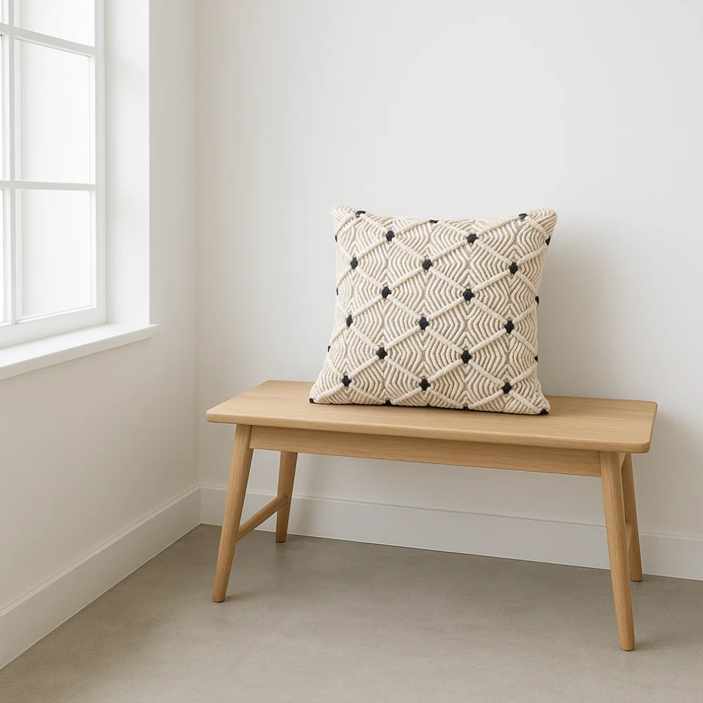 Macrame cushion cover fringe detail