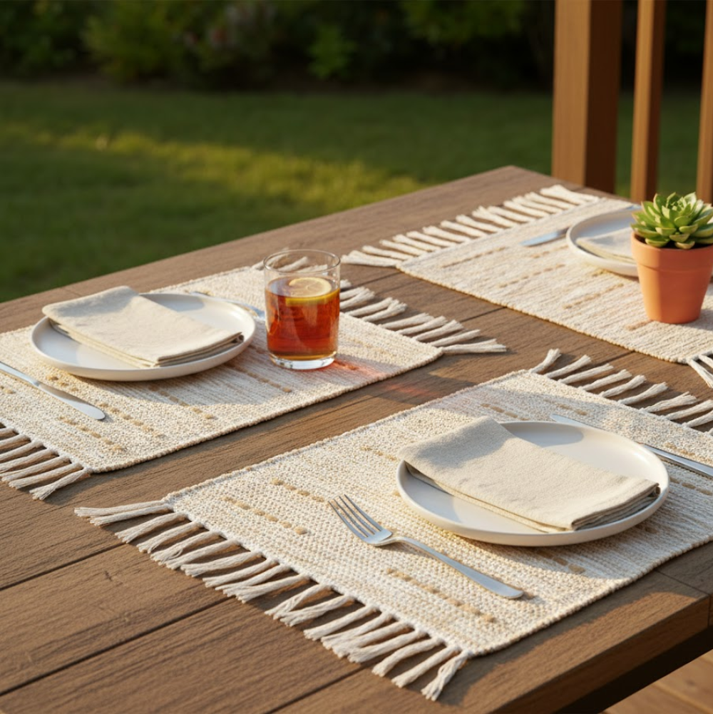 Bisque placemats stack detail