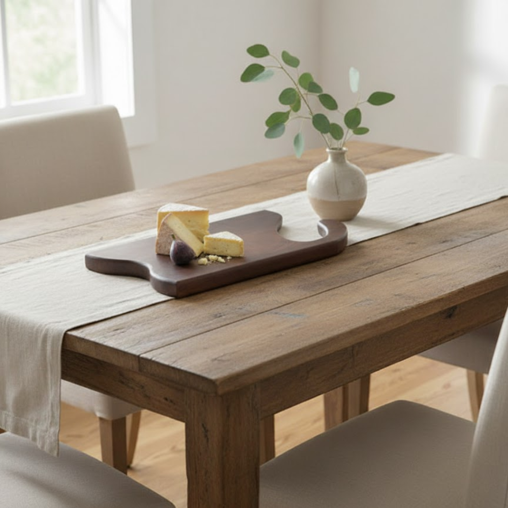 Acacia chopping board with food