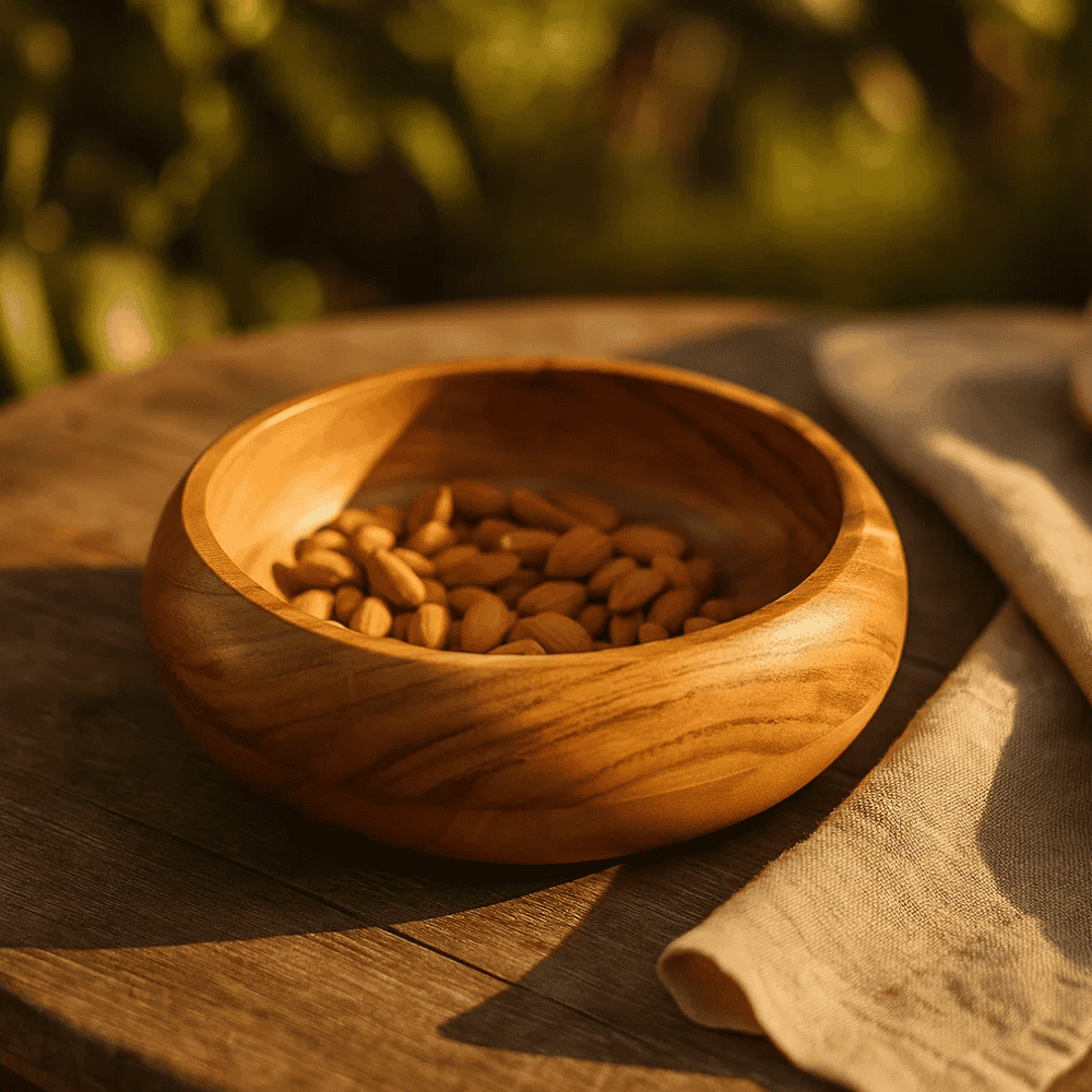 Acacia serving bowl side view
