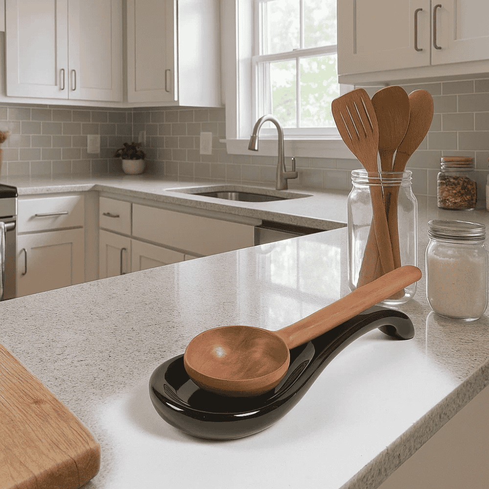Ceramic spoon rest handmade by Gleemium