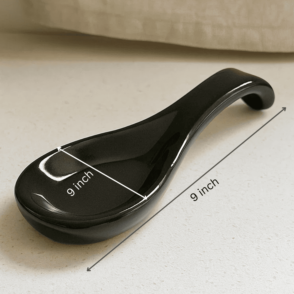 Ceramic spoon rest with a spoon