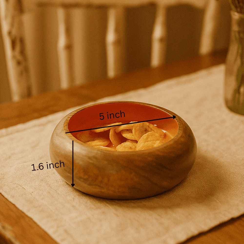 Mango wood snack bowl side view