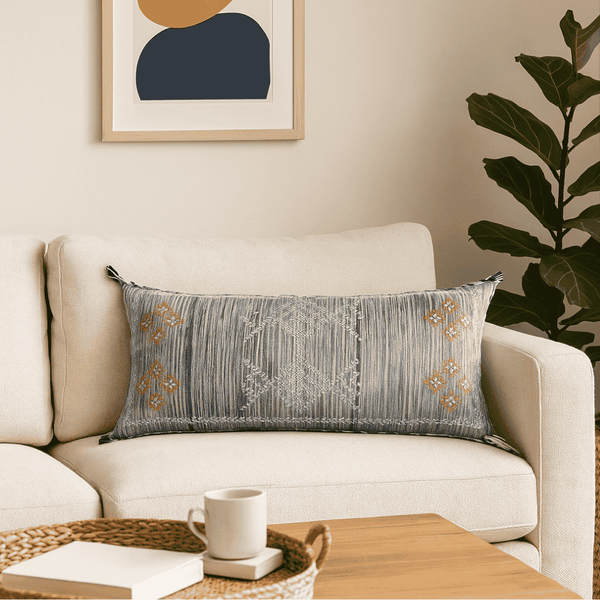 Coastal Cushion Cover | Lumbar Cotton Boho Decor