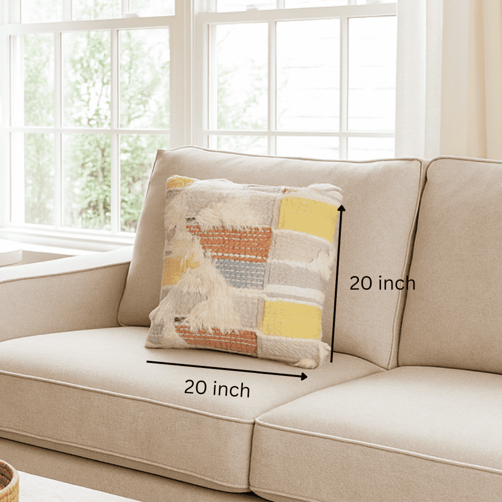Wool cushion cover pastel colour detail