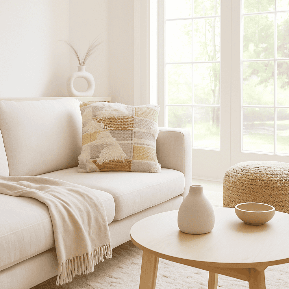 Wool cushion cover at an angle