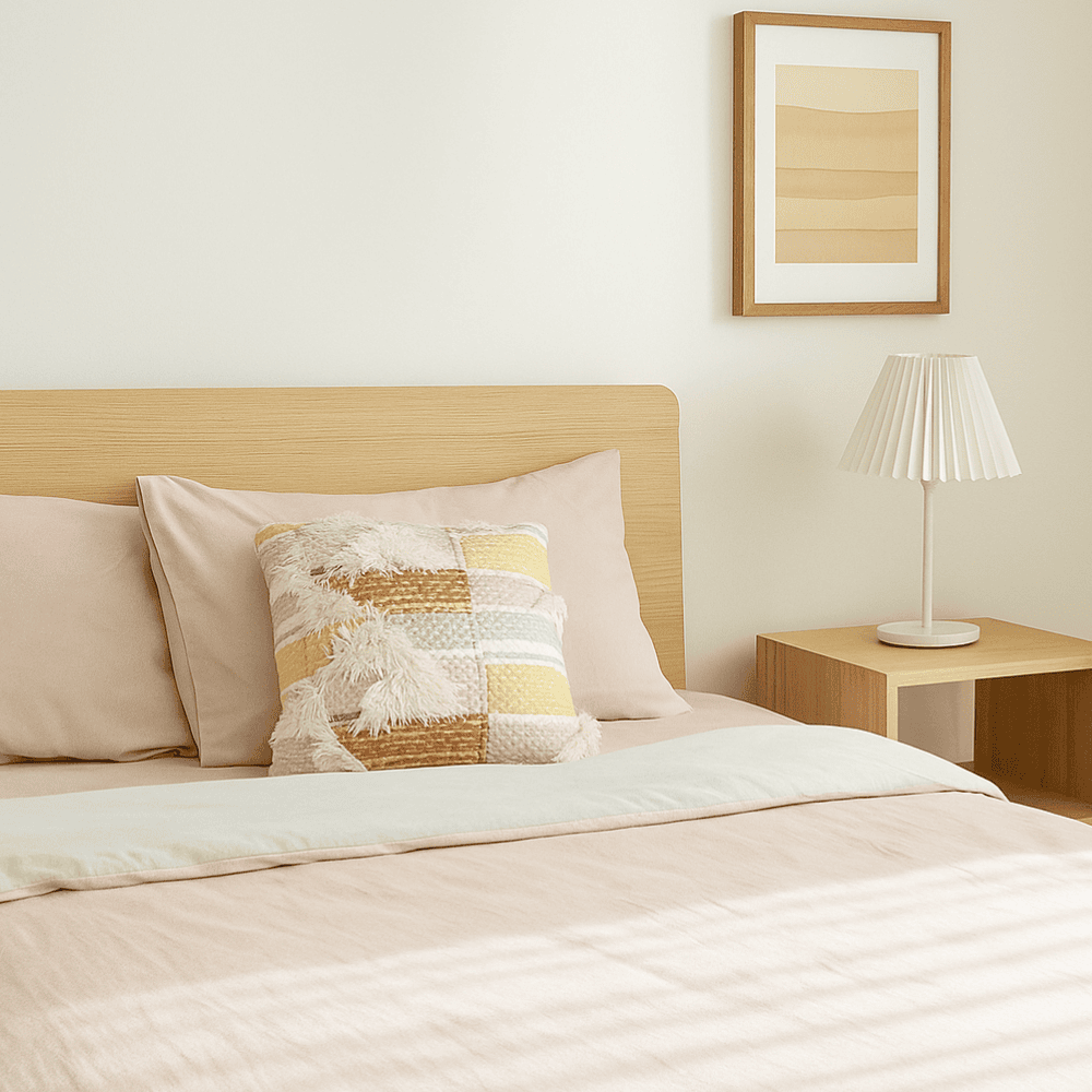 Wool cushion cover concealed zip detail