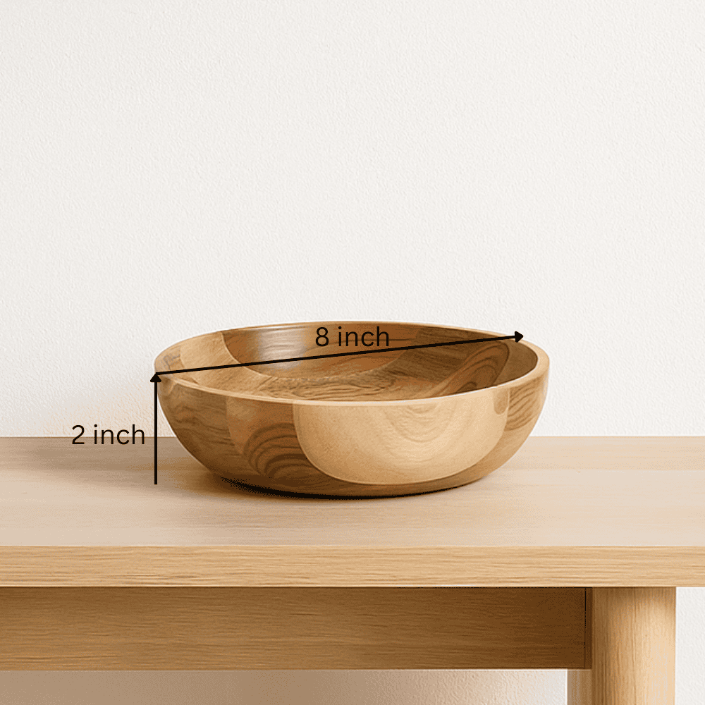 Mixed wood bowl with food