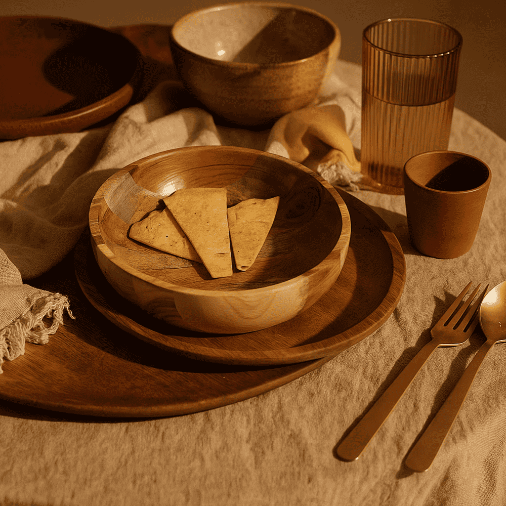 Mixed wood bowl top view