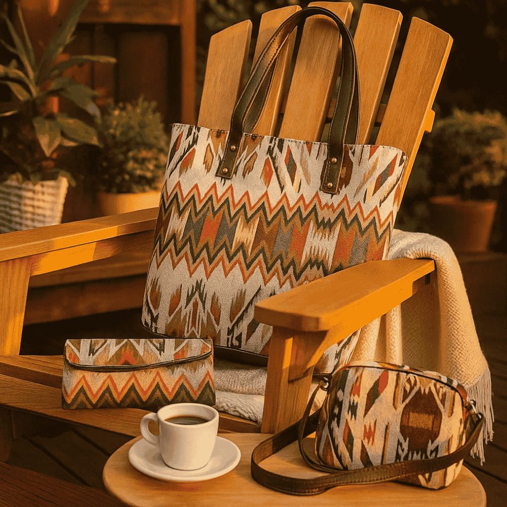 Jacquard Cotton Tote, Sling & Wallet Set – Handwoven