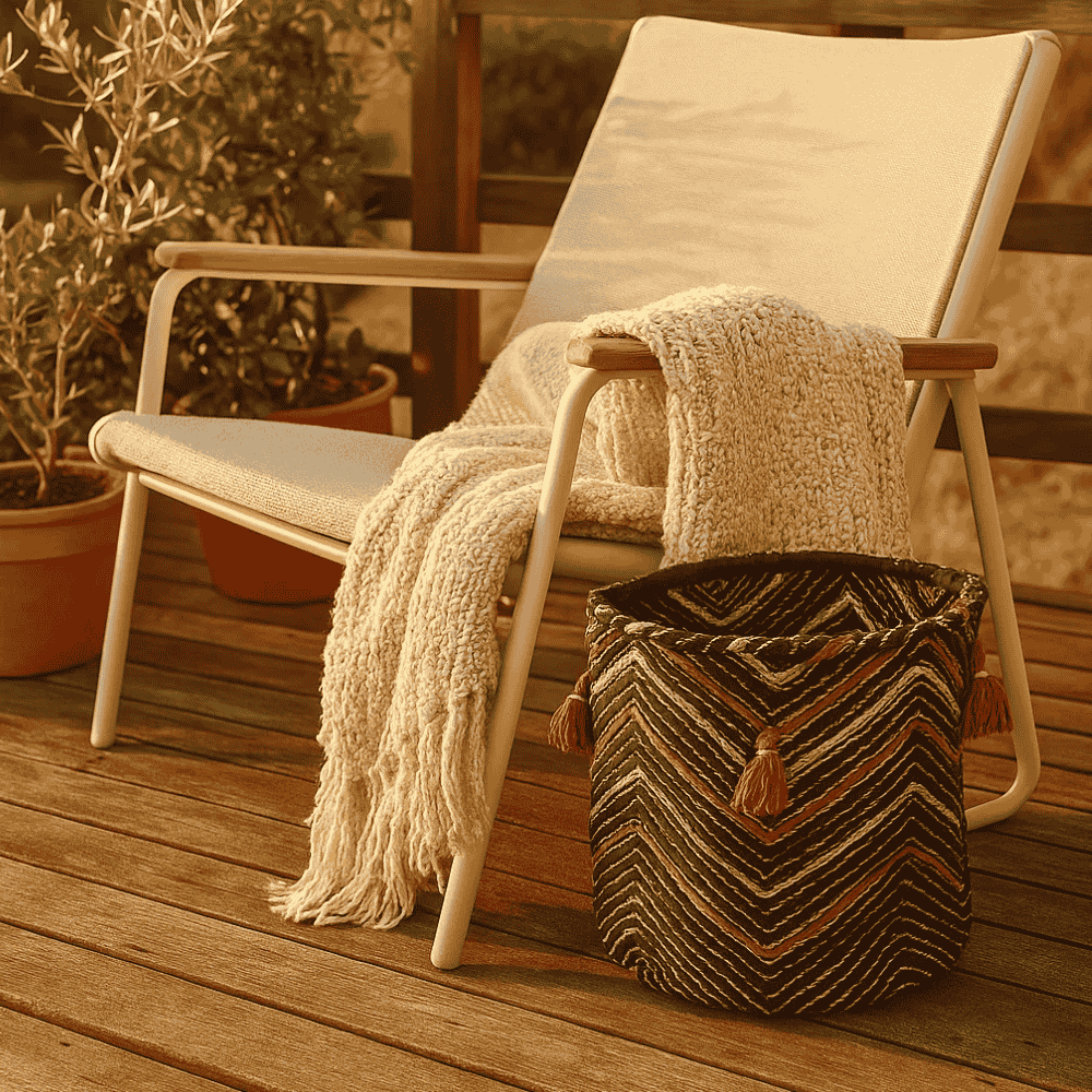 Zigzag cotton basket on shelf