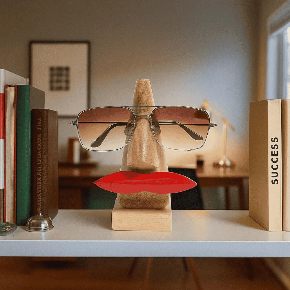 Wooden spectacle holder bold lips by Gleemium