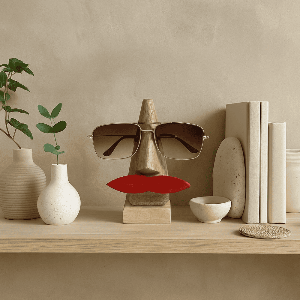 Wooden spectacle holder back view