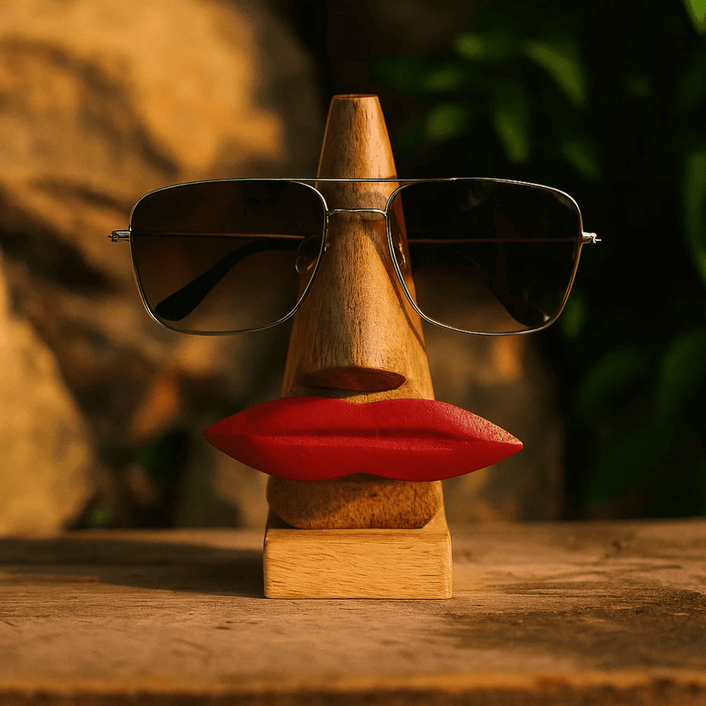 Wooden spectacle holder side view
