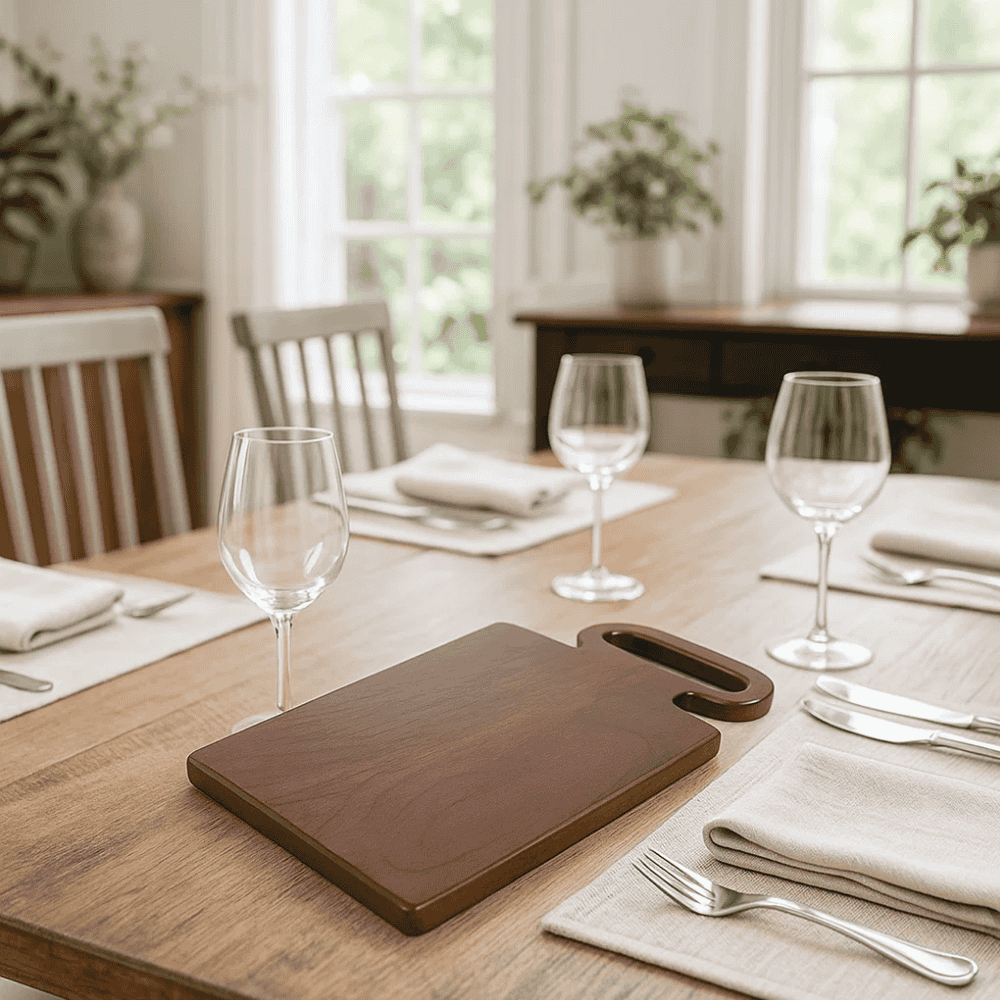Wooden cheese board handcrafted by Gleemium