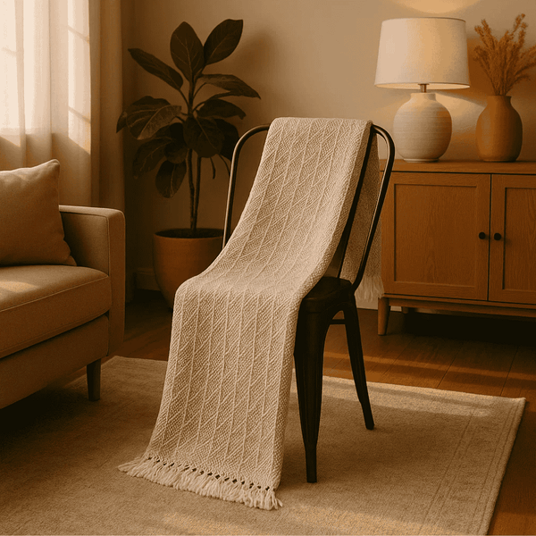 Lattice Throw Blanket | Striped Tasseled Cotton Boho Decor