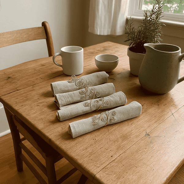 Wire Napkin Rings | Coiled Metallic Set of 4 Table Decor