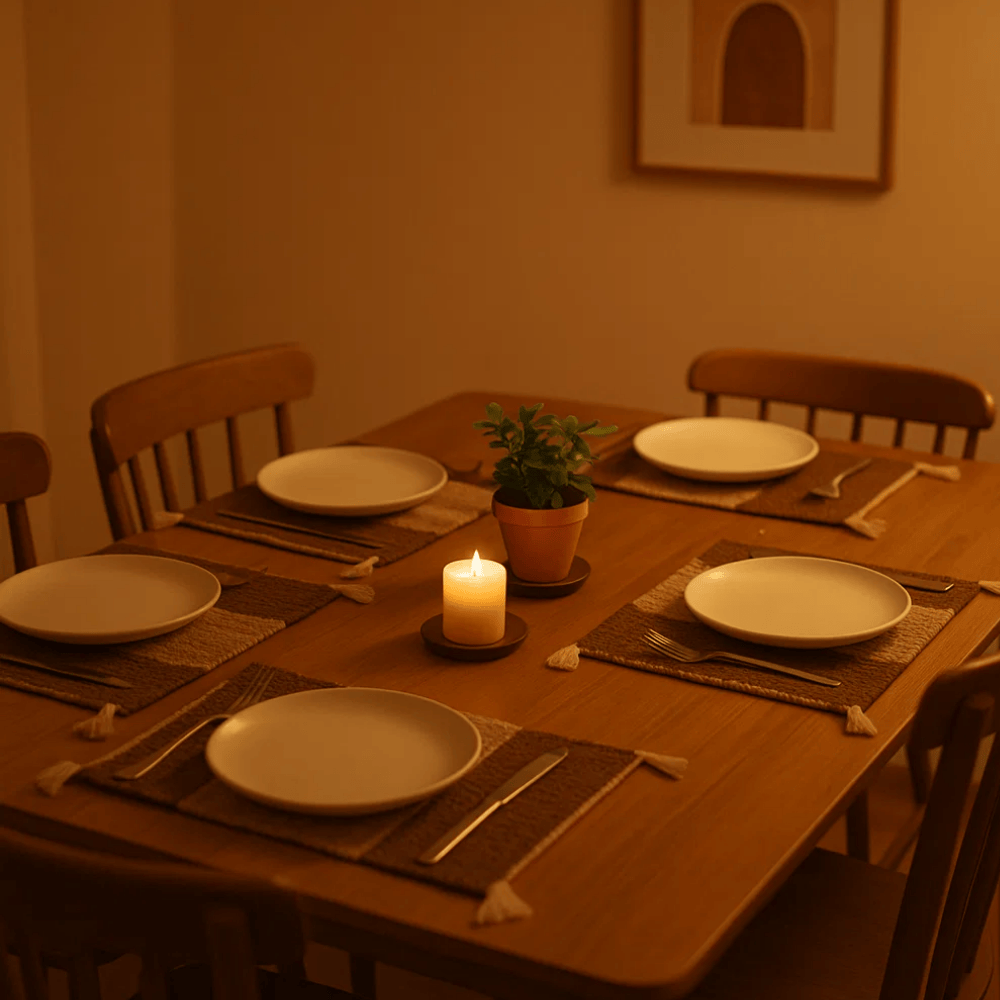 Cocoa placemats at an angle