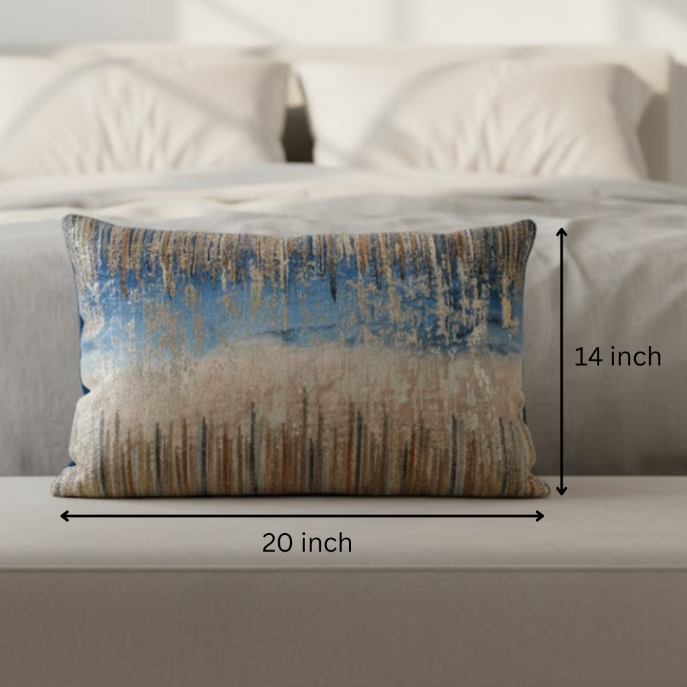 Ombre velvet lumbar cushion side view