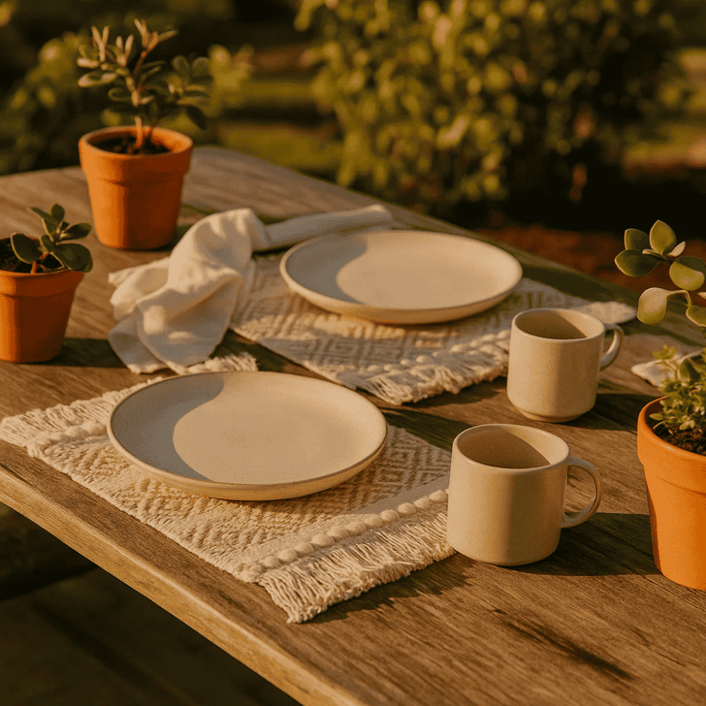 Diamond placemats styled on a dining table
