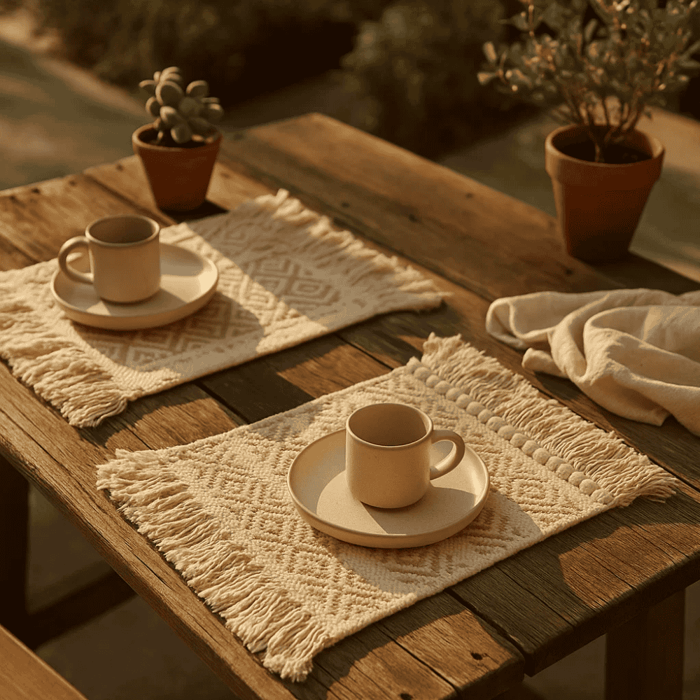 Diamond placemats stack detail