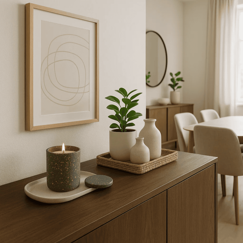 Concrete candle jar with wood lid on desk