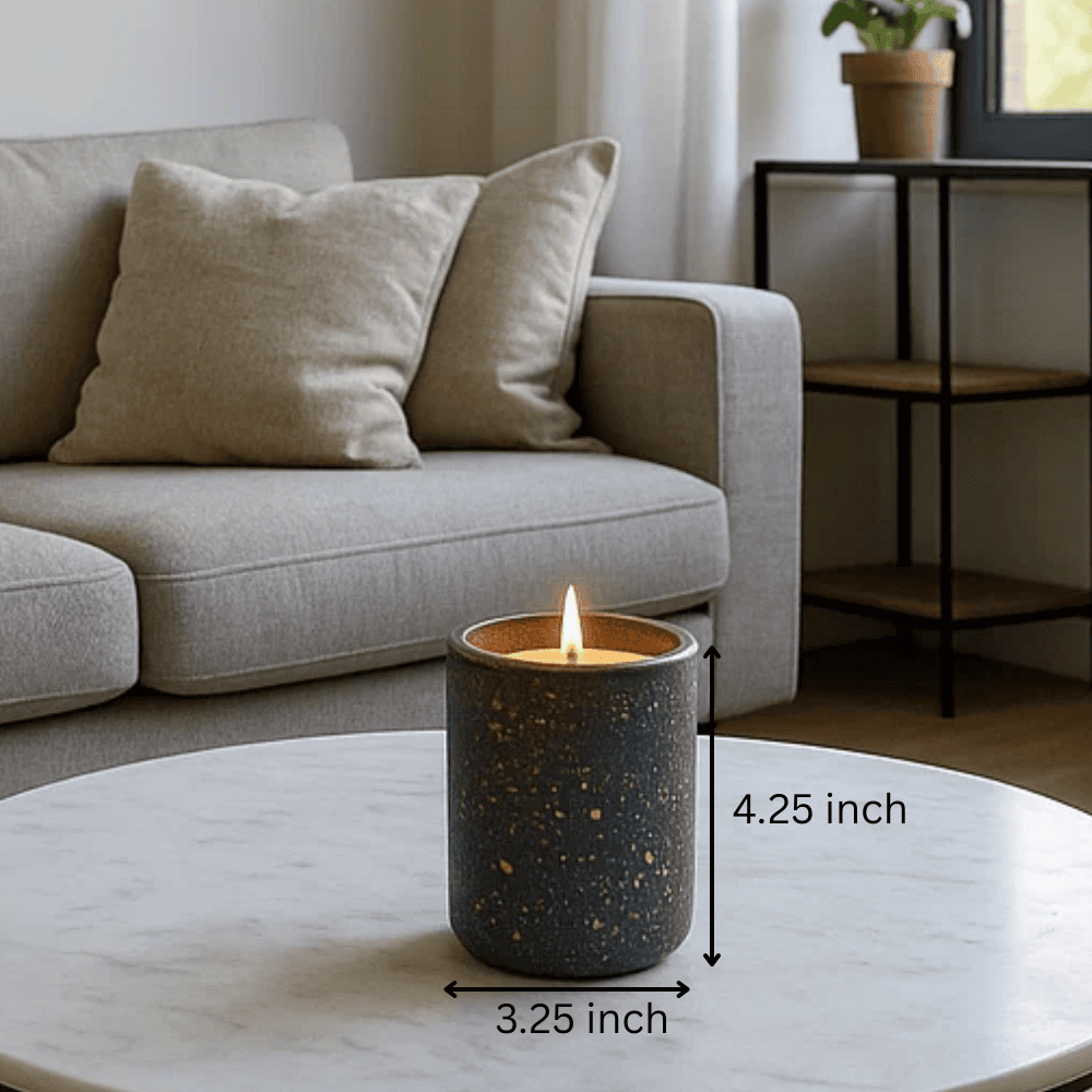 Concrete candle jar product photo on white