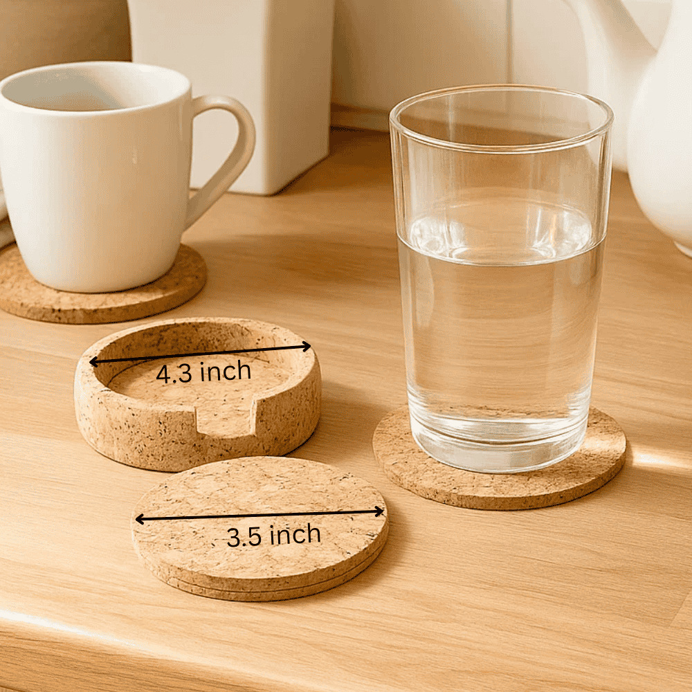 Cork coasters set storage box detail