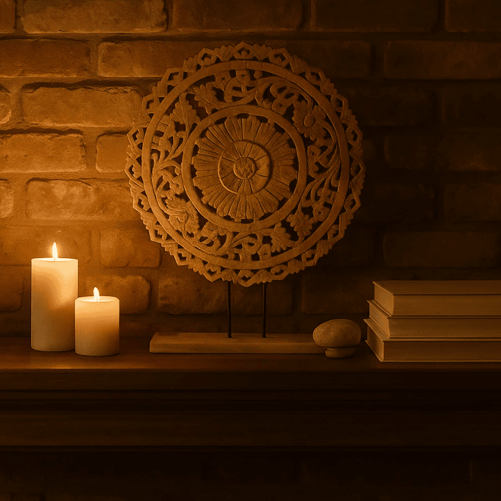 Burnt wood decor side view