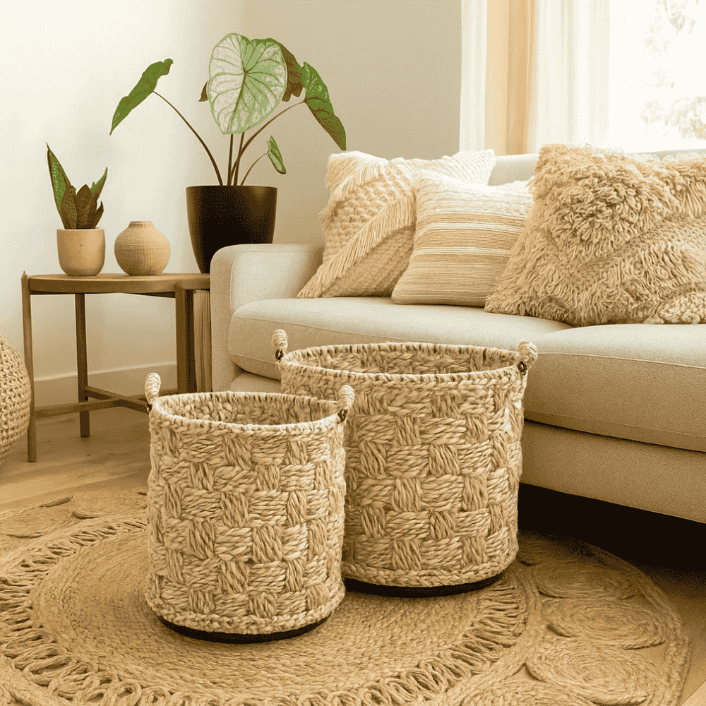 Nesting baskets stacked showing nesting design