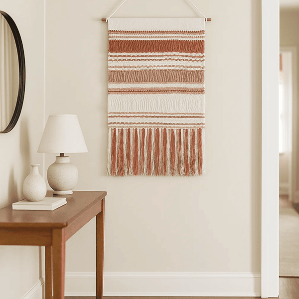 Bayadère Stripe Cotton Wall Hanging | Handwoven Boho Fringe Decor